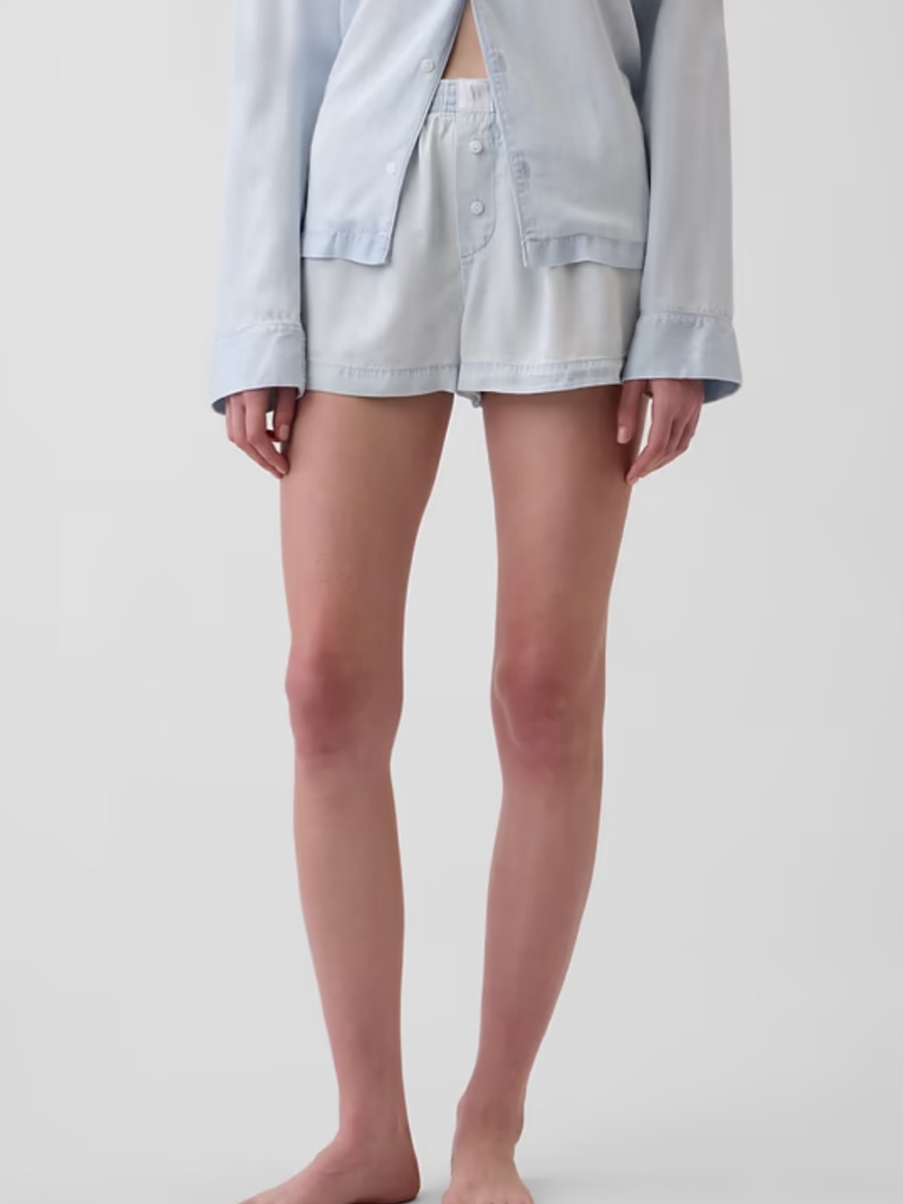 GAP Light Blue Satin Pajama Short Set